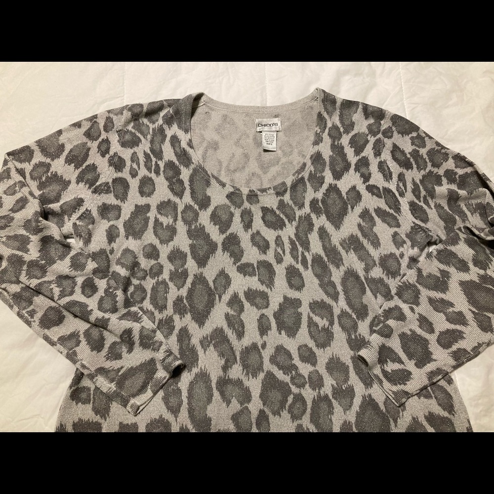 Chico’s Leopard Print Lightweight Sweater - Size 3